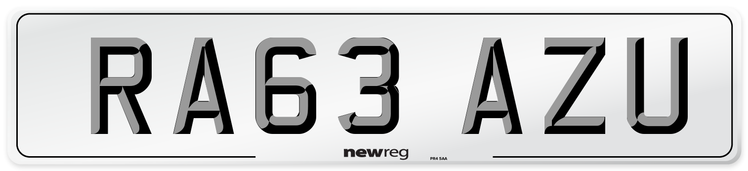 RA63 AZU Number Plate from New Reg